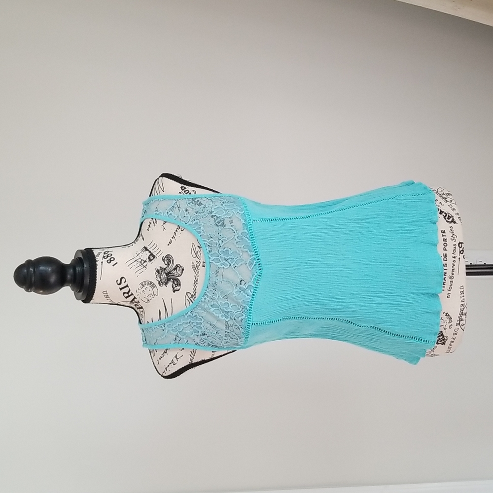 Swoon Light Blue Lace Top